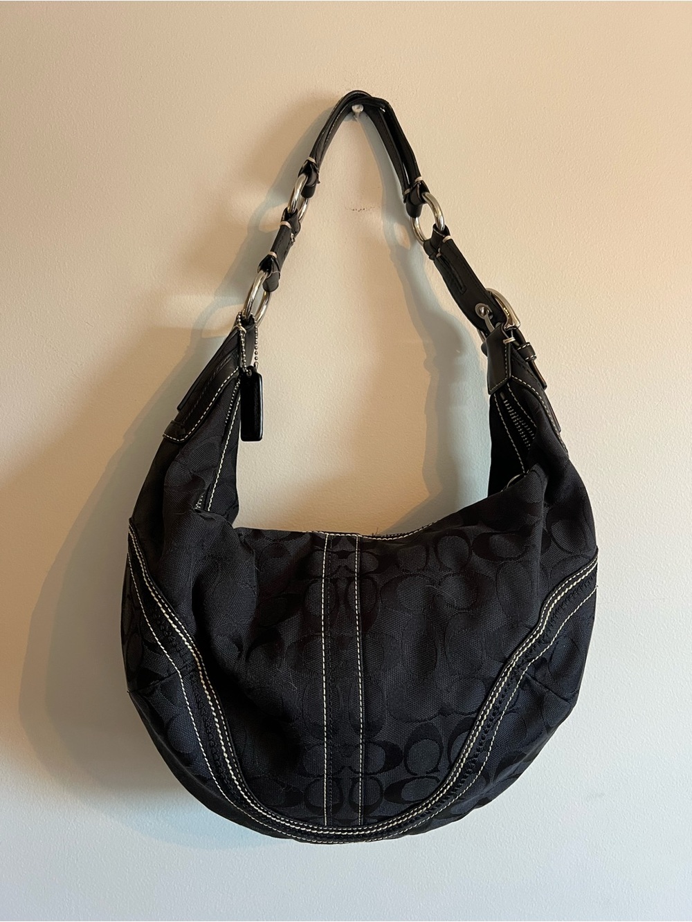 Coach black hobo jacquard